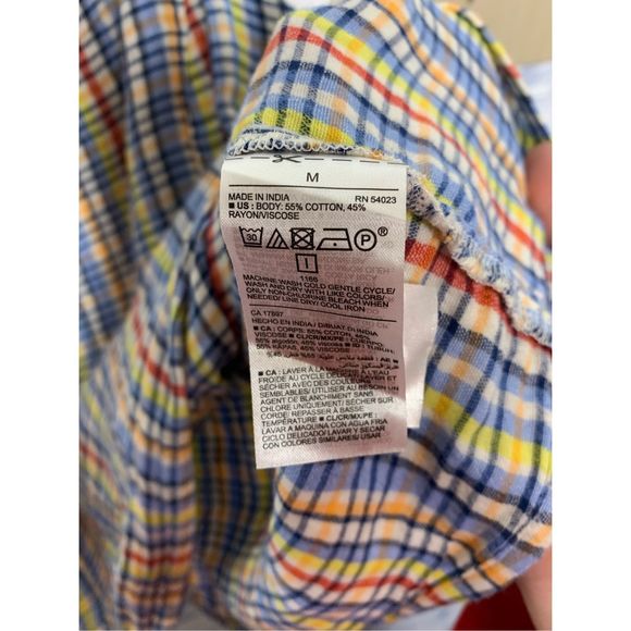 Old Navy Plaid Tie Shoulder Top Size M - Picture 5 of 6